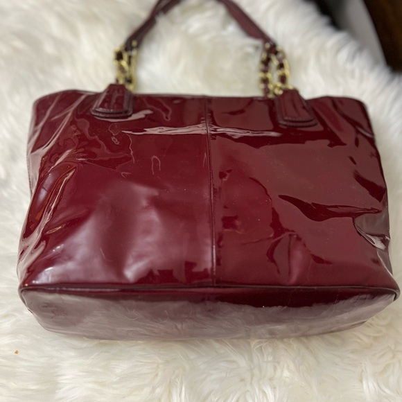 Coach Burgundy Patent Leather Tote - Picture 4 of 14